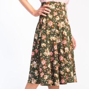 A&D Midi Skirt - Olive Floral - 3XL